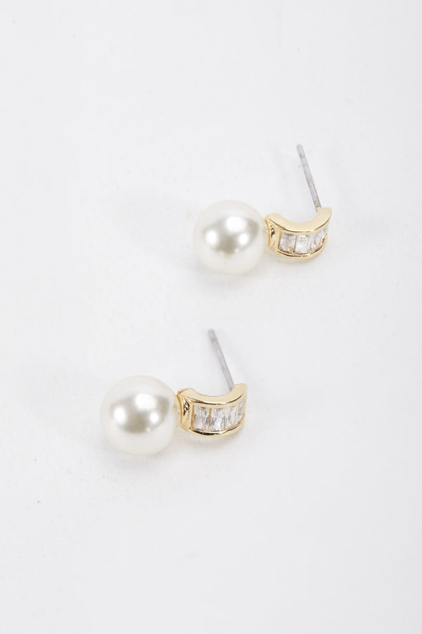 Carraig Donn Gold Tone Drop Pearl Earrings
