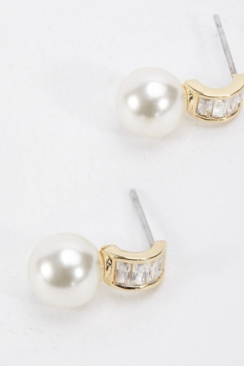 Carraig Donn Gold Tone Drop Pearl Earrings