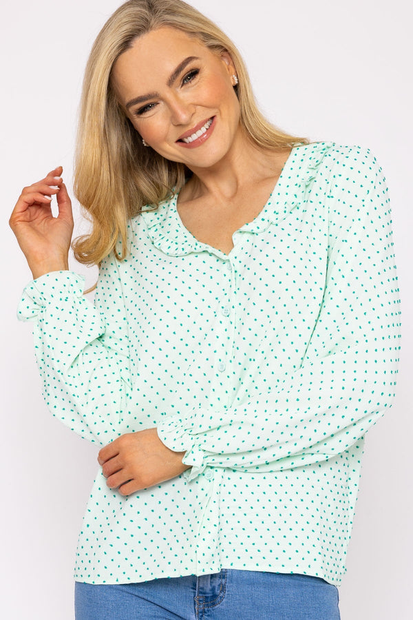 Carraig Donn Green Dobby Jacquard Blouse