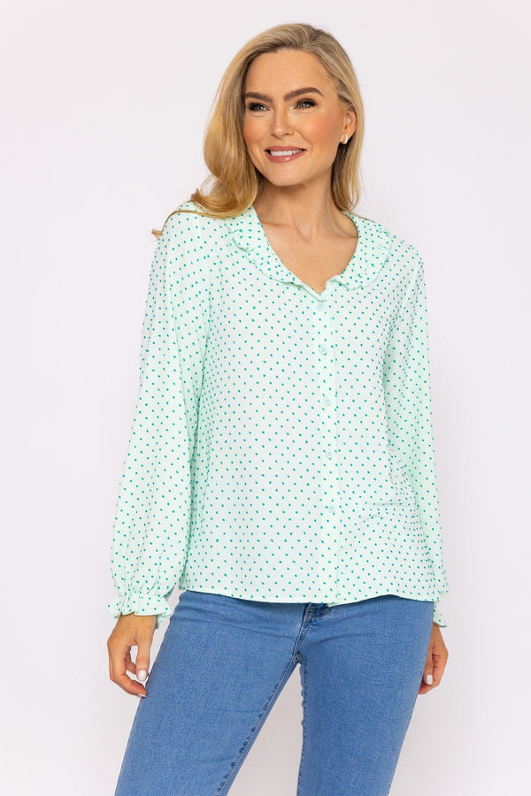 Carraig Donn Green Dobby Jacquard Blouse