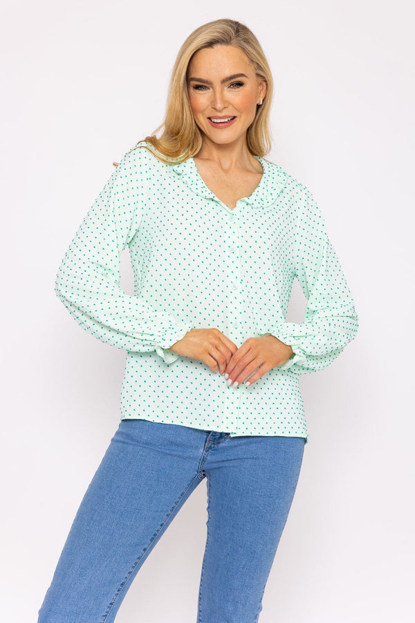 Carraig Donn Green Dobby Jacquard Blouse