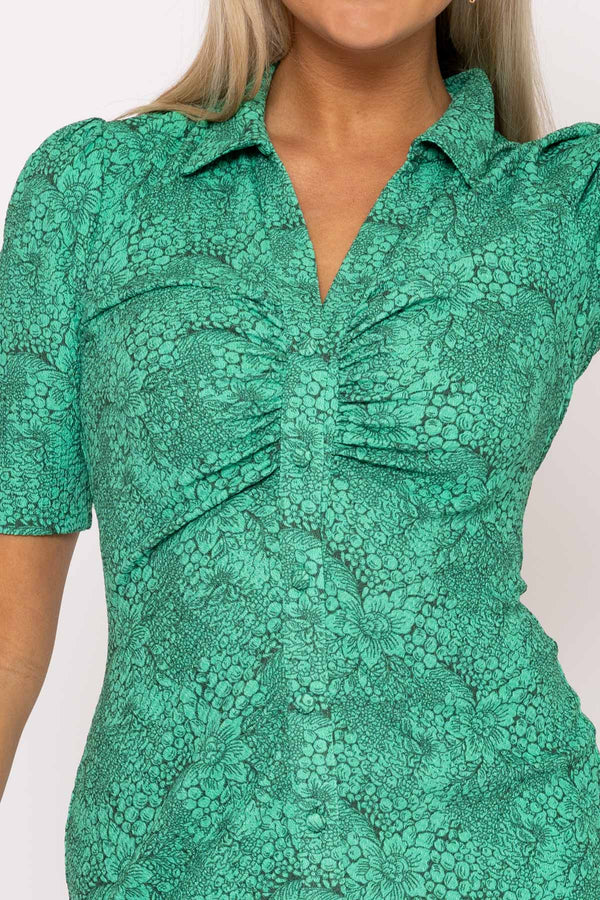 Carraig Donn Green Floral Crinkle Dress