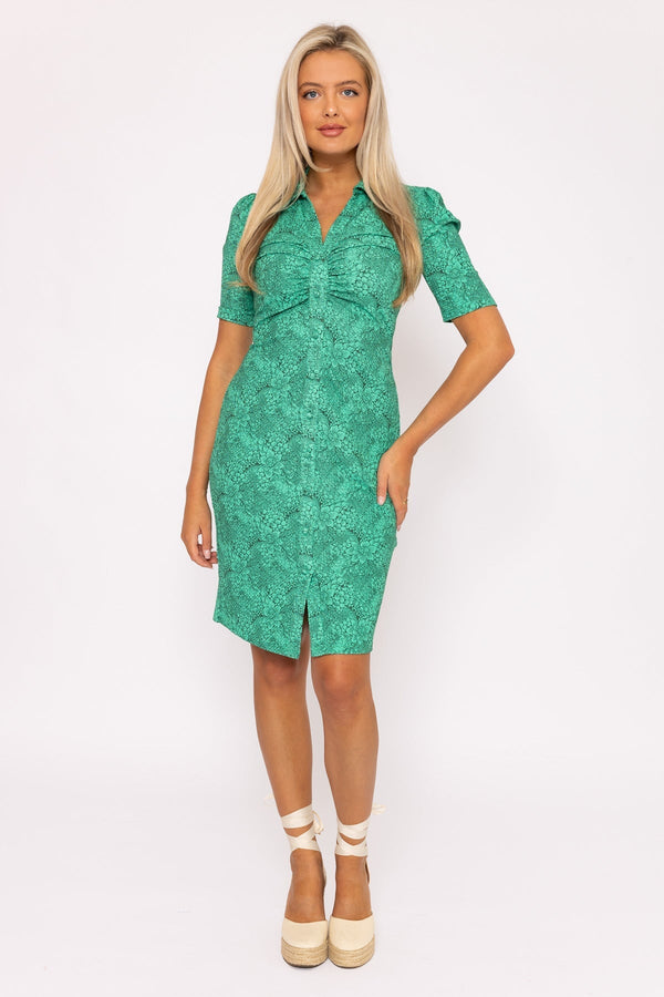Carraig Donn Green Floral Crinkle Dress
