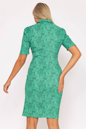 Carraig Donn Green Floral Crinkle Dress