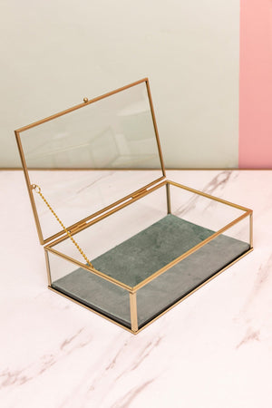 Carraig Donn Green Glass Lidded Jewellery Box