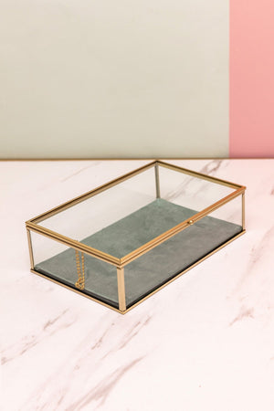Carraig Donn Green Glass Lidded Jewellery Box
