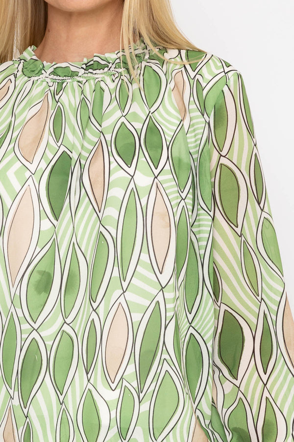 Carraig Donn Green High Neck Printed Top