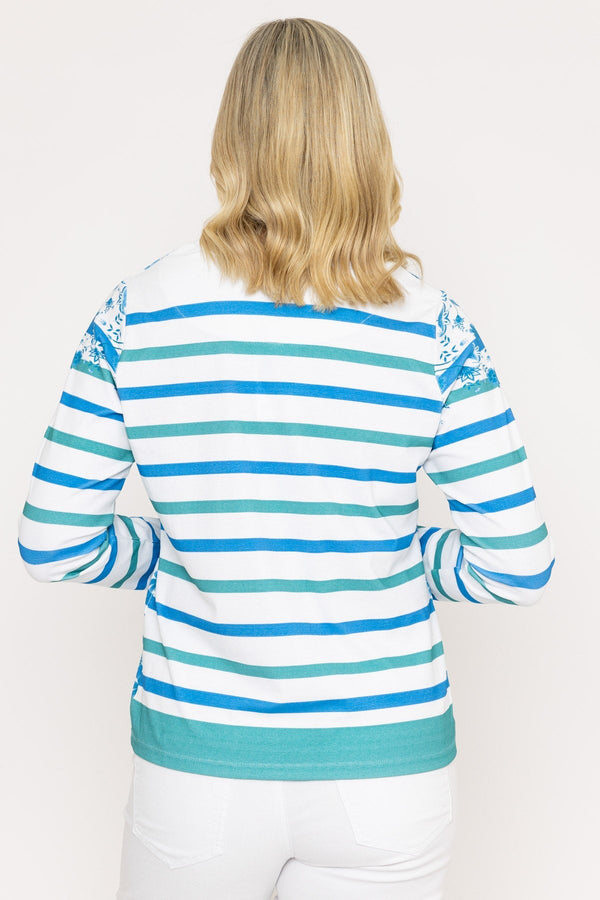 Carraig Donn Green Printed Breton Top