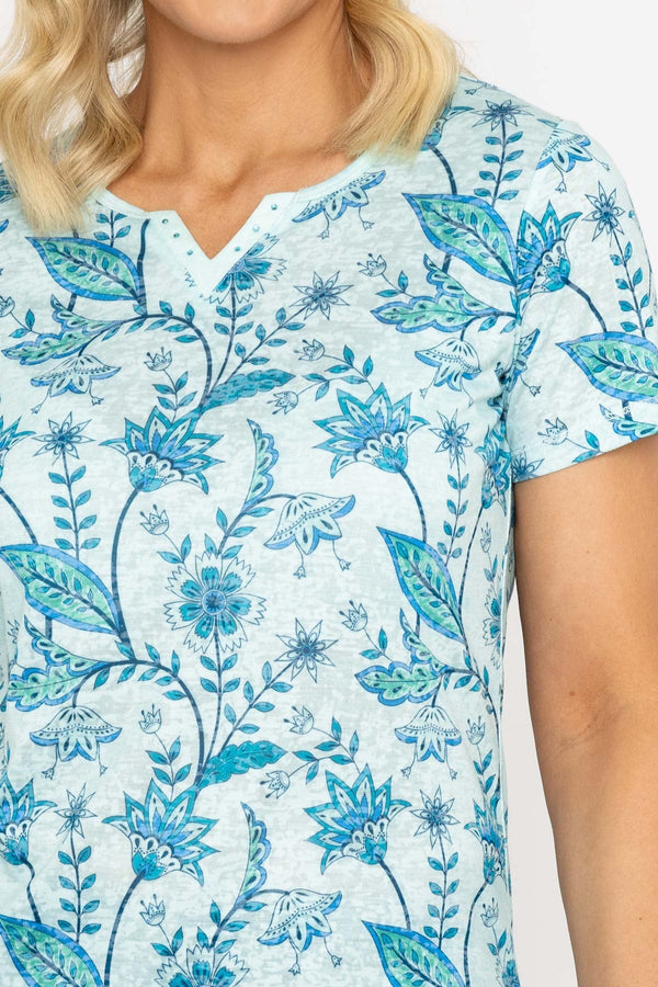 Carraig Donn Green Printed Burnout Top