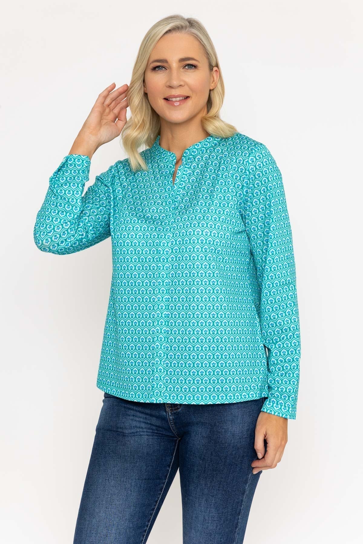 Green Printed Jersey Top