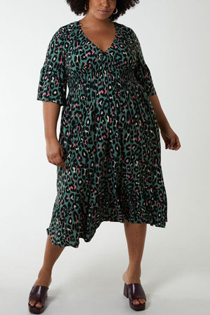 Carraig Donn Green Printed Midi Dress