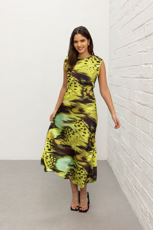 Carraig Donn Green Printed Vanessa Midi Dress