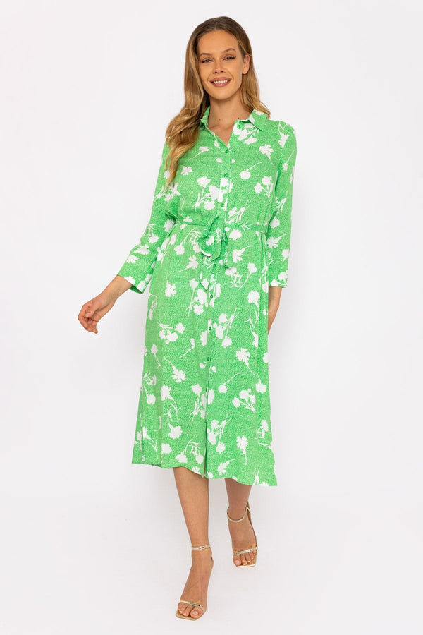 Carraig Donn Green Printed Viscose Shirt Dress