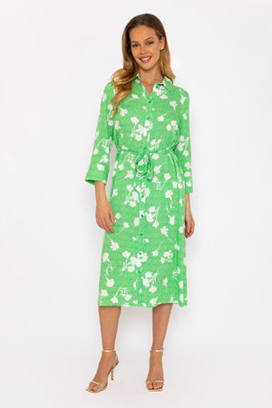 Carraig Donn Green Printed Viscose Shirt Dress