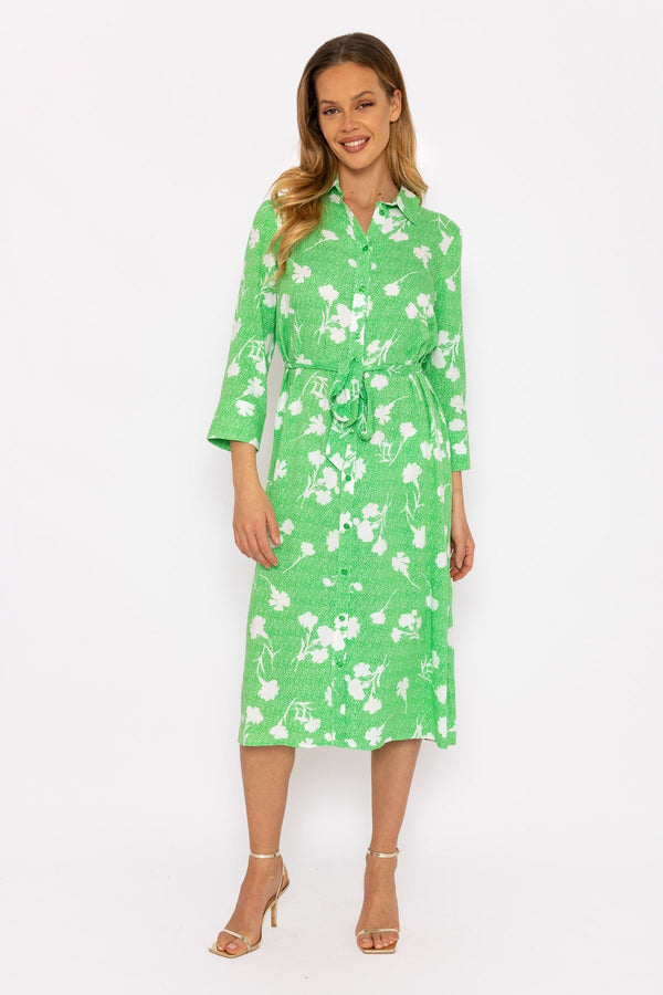 Carraig Donn Green Printed Viscose Shirt Dress