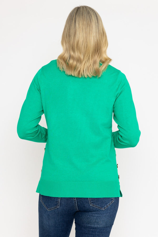 Carraig Donn Green Ribbed Knit Sweater With Buttons