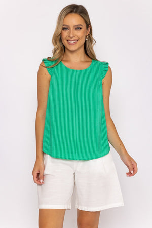 Carraig Donn Green Ruffle Sleeveless Top