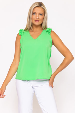 Carraig Donn Green Sleeveless Ruffle Top