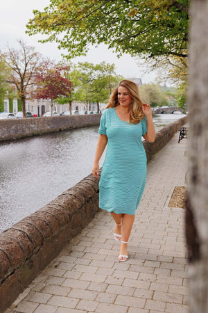 Carraig Donn Green Striped Jersey Dress