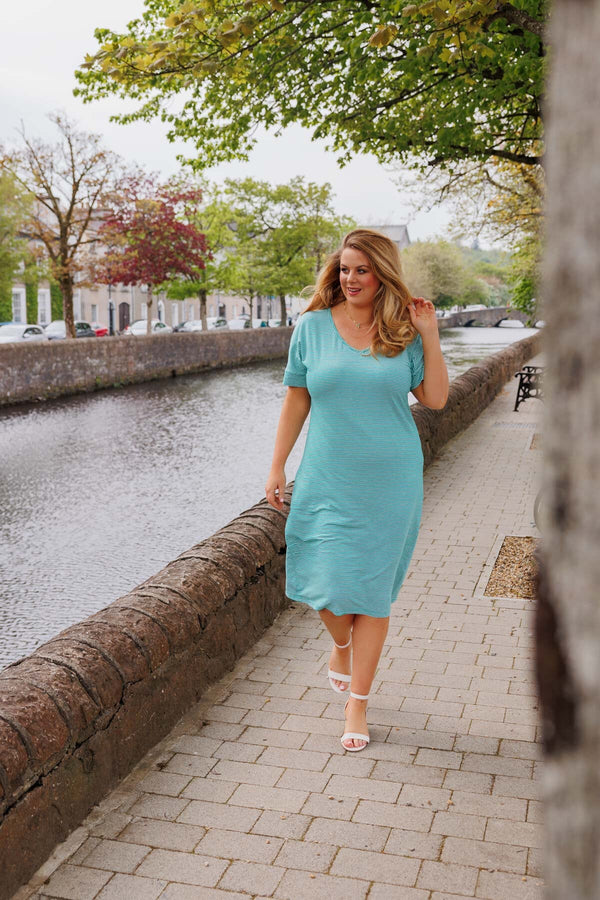 Carraig Donn Green Striped Jersey Dress