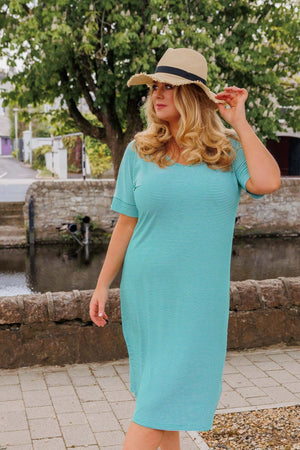 Carraig Donn Green Striped Jersey Dress