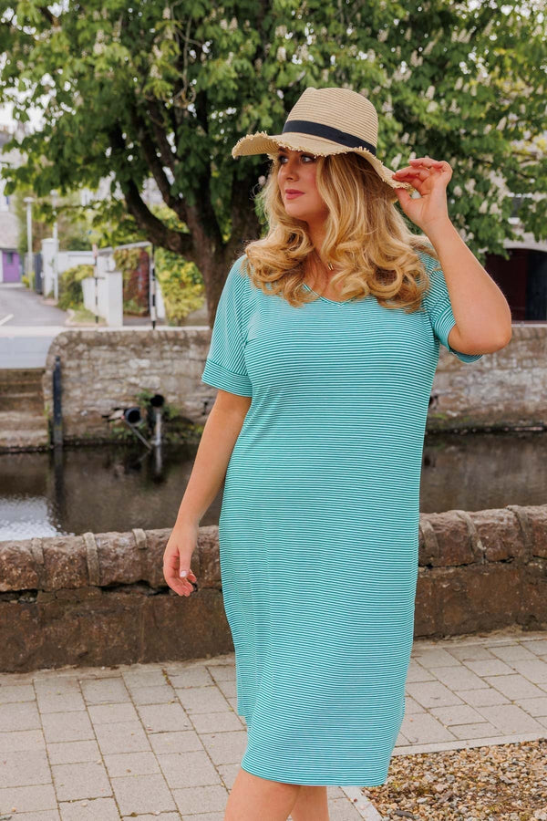 Carraig Donn Green Striped Jersey Dress