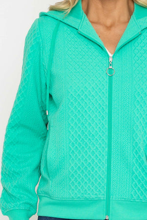 Carraig Donn Green Textured Jersey Hoodie