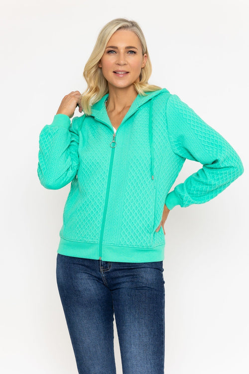 Green Textured Jersey Hoodie