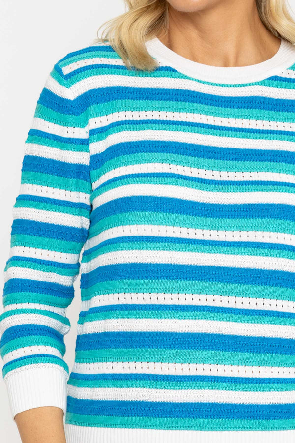 Carraig Donn Green Textured Stripe Sweater