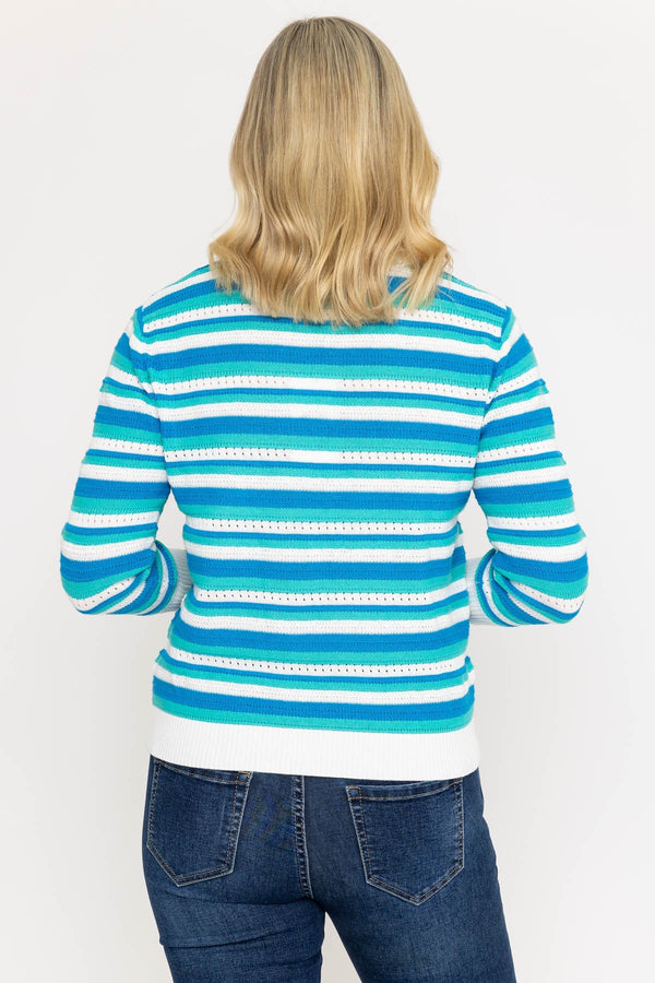 Carraig Donn Green Textured Stripe Sweater
