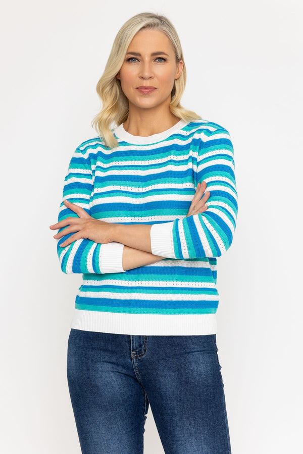 Carraig Donn Green Textured Stripe Sweater