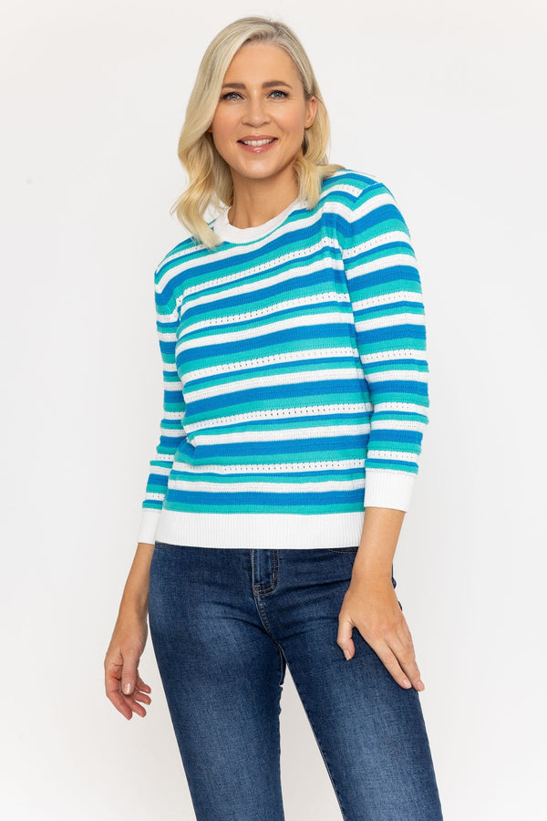 Carraig Donn Green Textured Stripe Sweater
