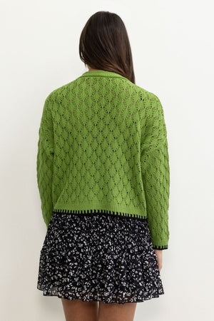 Carraig Donn Green Tipped Edge Cardigan
