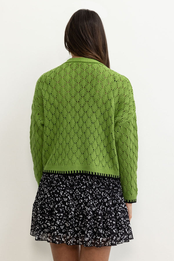 Carraig Donn Green Tipped Edge Cardigan