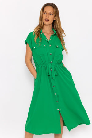 Carraig Donn Green Utility Shirt Dress
