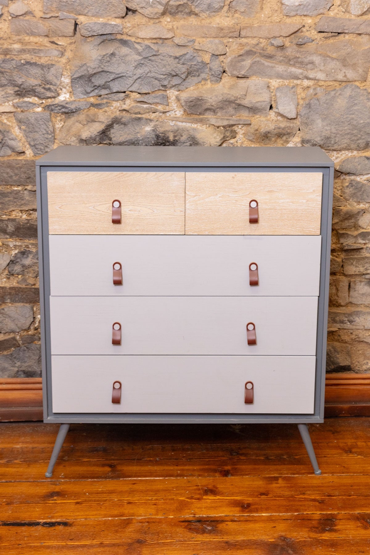 Grey And Wood Cabinet