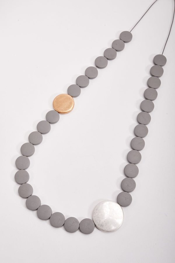 Carraig Donn Grey Beaded Necklace With Adjustable Knot