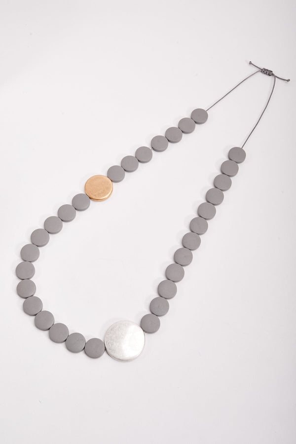 Carraig Donn Grey Beaded Necklace With Adjustable Knot