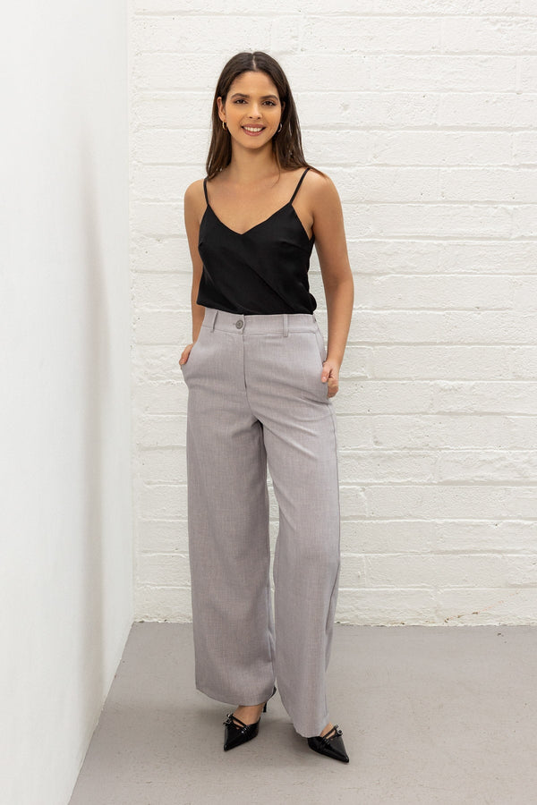 Carraig Donn Grey Tailored Wide Leg Trousers