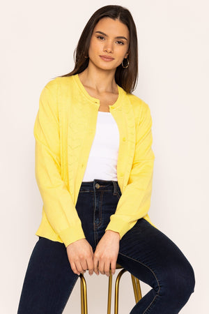 Carraig Donn Heart Cardigan in Yellow