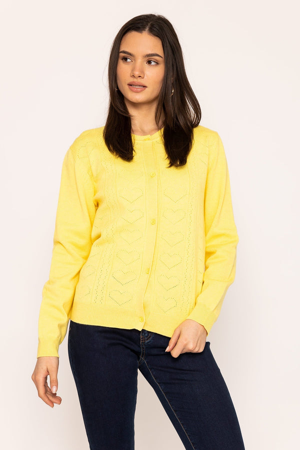 Carraig Donn Heart Cardigan in Yellow