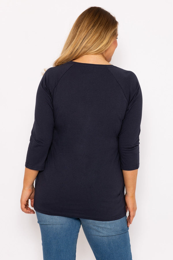 Carraig Donn Hearts Print Top in Navy