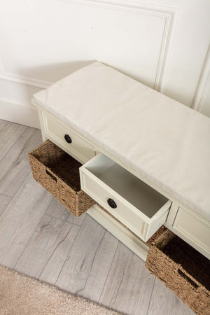 Carraig Donn Hetty Cream Bench With Drawers