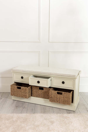 Carraig Donn Hetty Cream Bench With Drawers