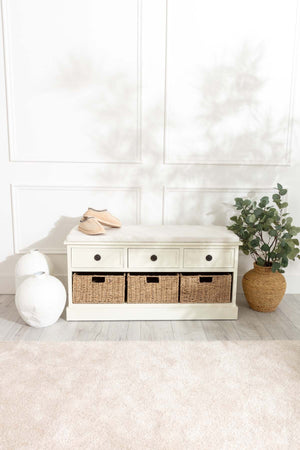 Carraig Donn Hetty Cream Bench With Drawers