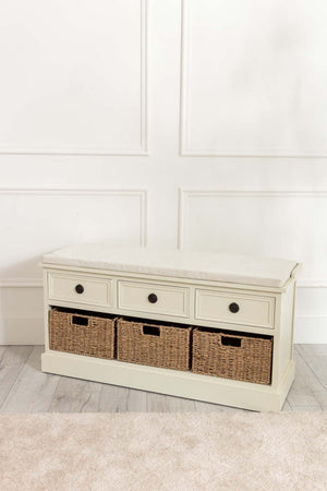 Carraig Donn Hetty Cream Bench With Drawers