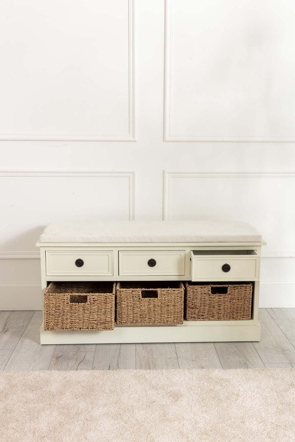 Carraig Donn Hetty Cream Bench With Drawers