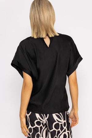 Carraig Donn High Neck Sateen Top in Black