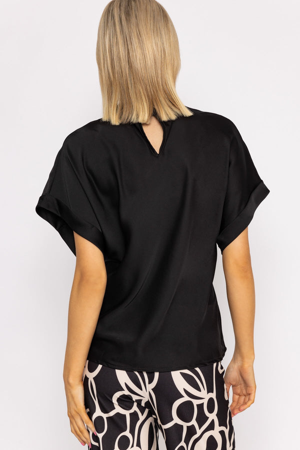 Carraig Donn High Neck Sateen Top in Black