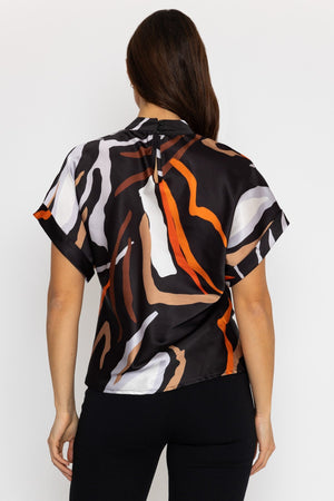 Carraig Donn High Neck Sateen Top in Black Print